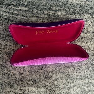 Betsey Johnson metallic pink clamshell glasses case travel sunglasses